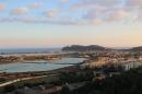 Looking across the landscape over the salt pans from the Castello area in Cagliari